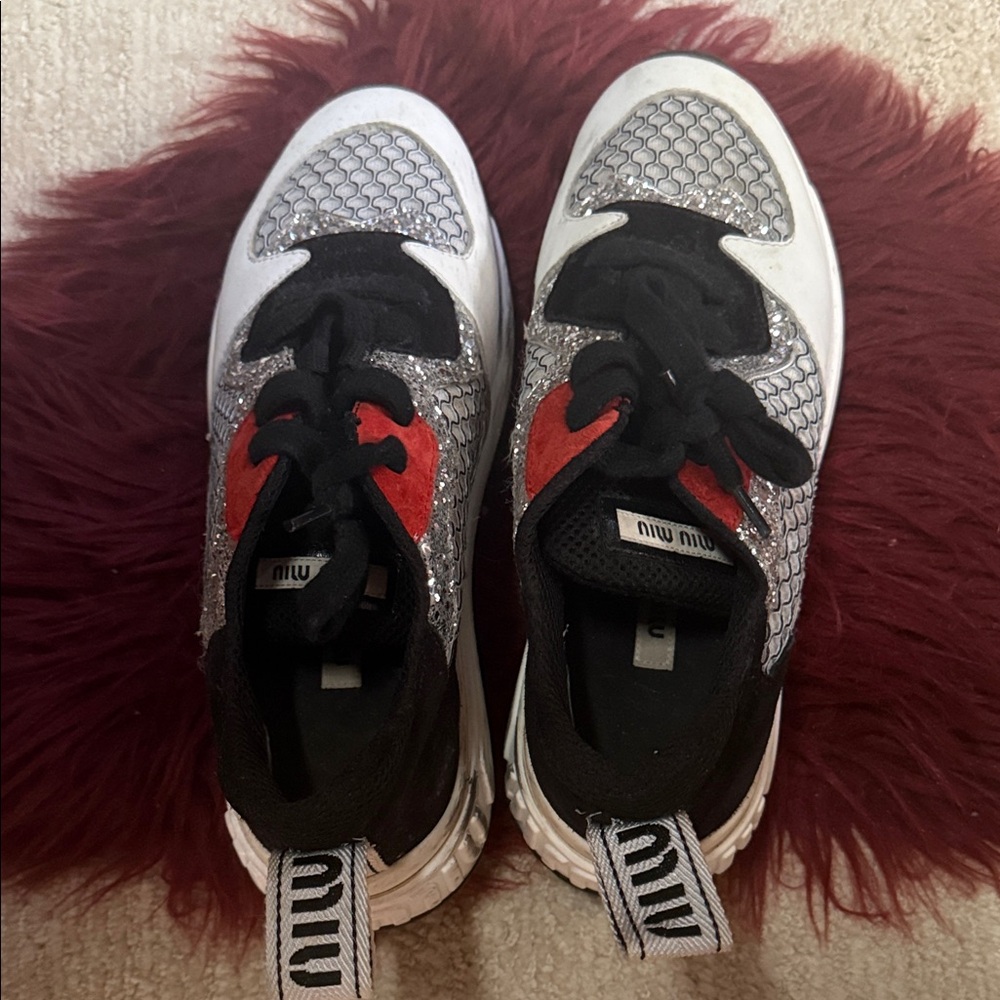 Miu Miu Sneakers with Red and Silver Details